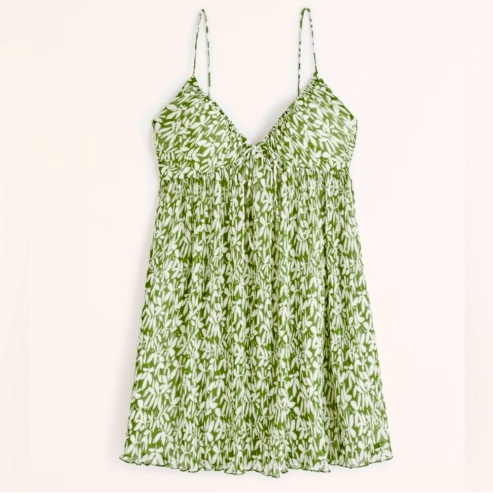 Green Leaf Print Dress